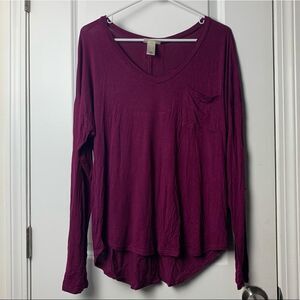Belle du jour long sleeved maroon blouse with lace